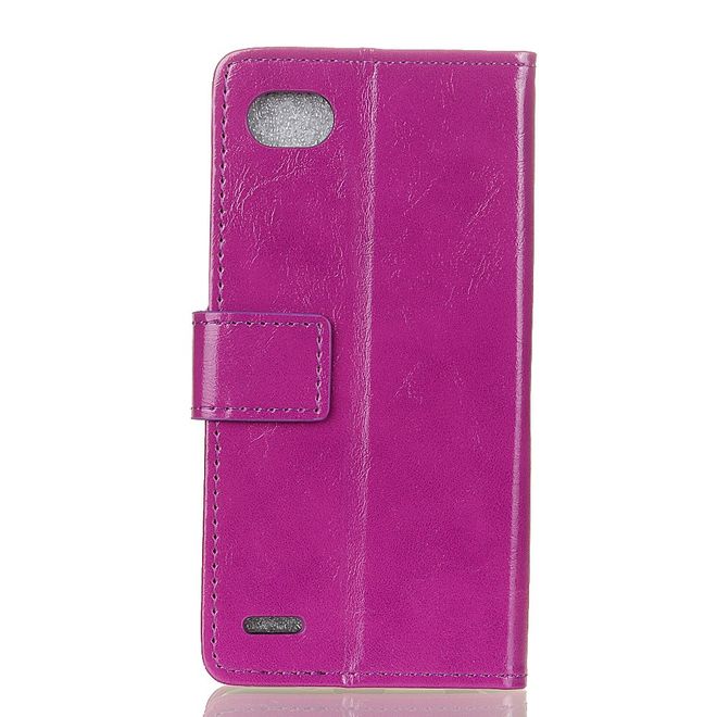 Hülle für LG Q6 / Q6 Plus - Crazy Horse Leder Case - mit Standfunktion - purpur