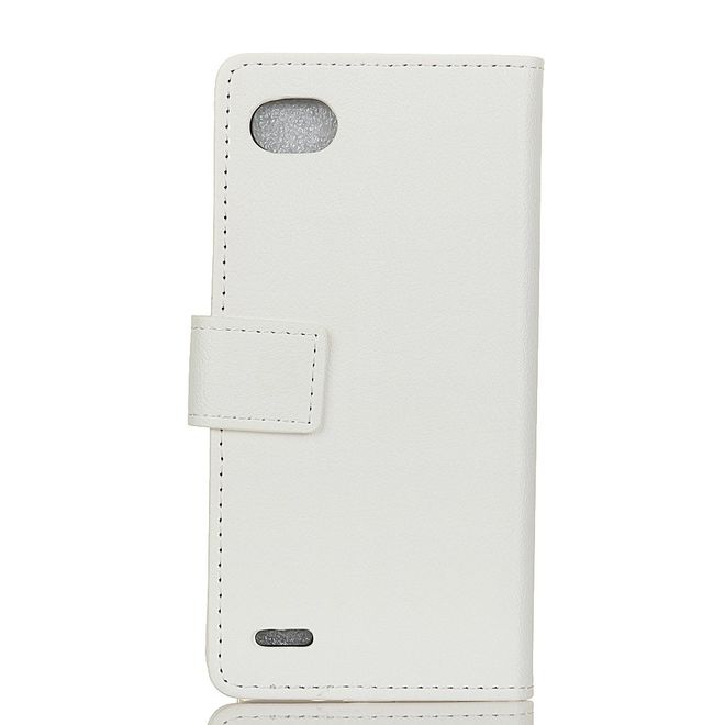 Hülle für LG Q6 / Q6 Plus - Case aus Leder - mit Standfunktion - weiss