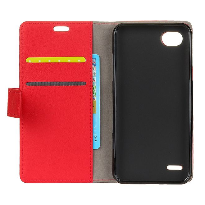 Hülle für LG Q6 / Q6 Plus - Case aus Leder - mit Standfunktion - rot