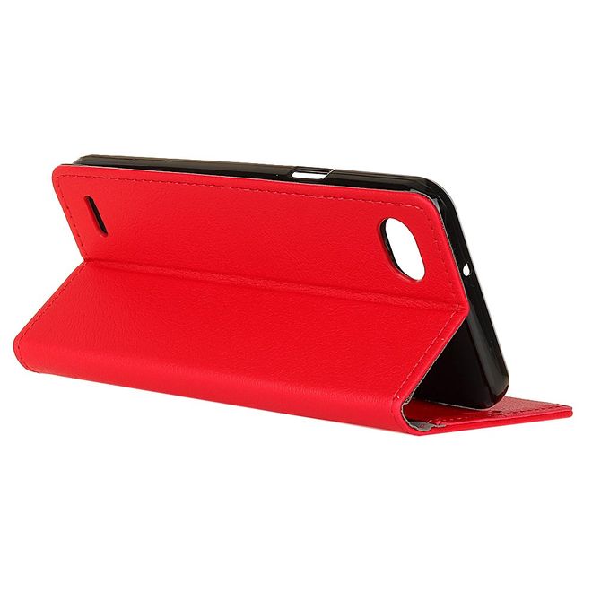 Hülle für LG Q6 / Q6 Plus - Case aus Leder - mit Standfunktion - rot
