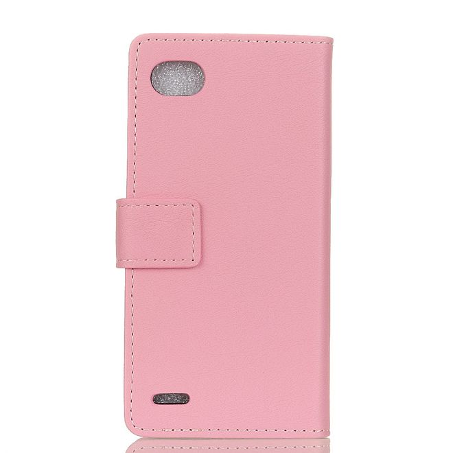 Hülle für LG Q6 / Q6 Plus - Case aus Leder - mit Standfunktion - pink