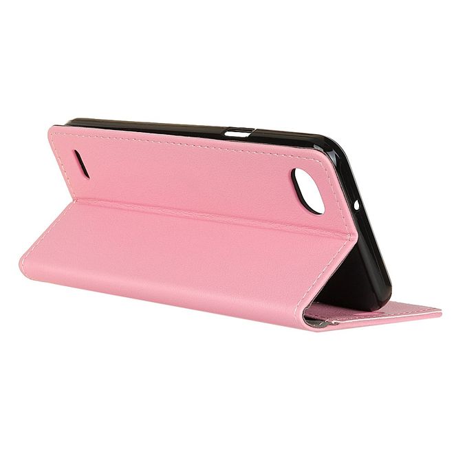 Hülle für LG Q6 / Q6 Plus - Case aus Leder - mit Standfunktion - pink