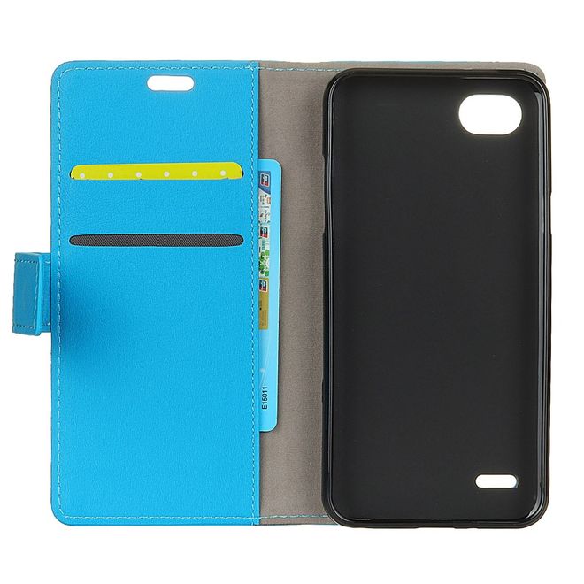 Hülle für LG Q6 / Q6 Plus - Case aus Leder - mit Standfunktion - blau