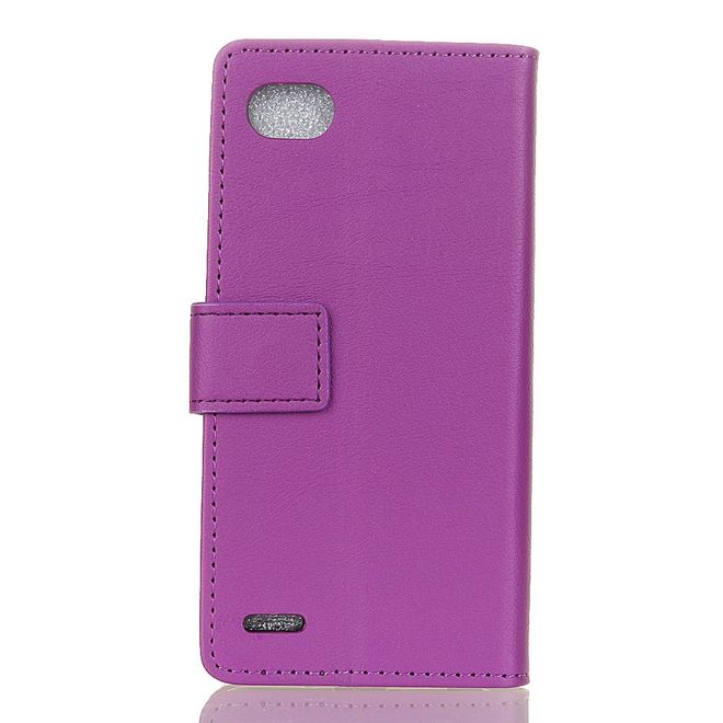 Hülle für LG Q6 / Q6 Plus - Case aus Leder - mit Standfunktion - purpur