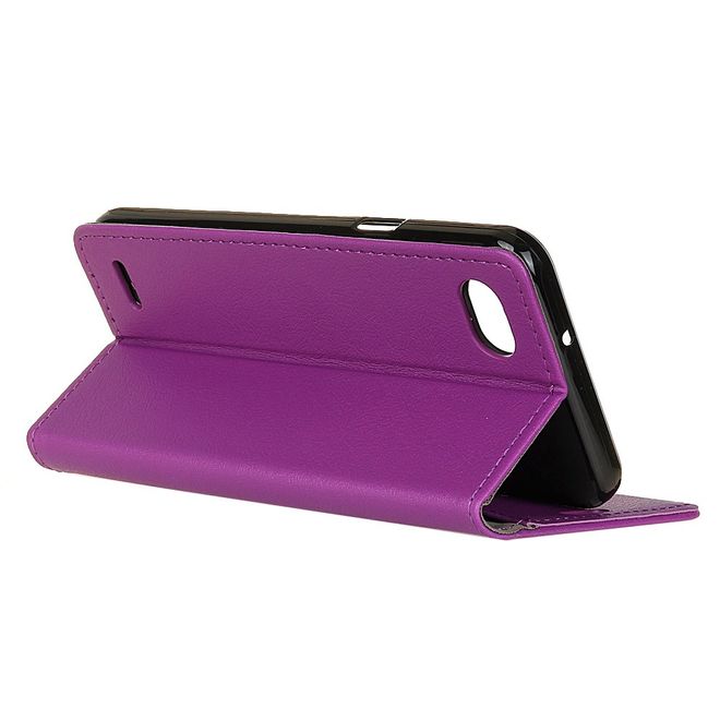 Hülle für LG Q6 / Q6 Plus - Case aus Leder - mit Standfunktion - purpur