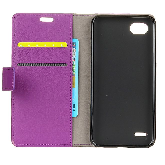 Hülle für LG Q6 / Q6 Plus - Case aus Leder - mit Standfunktion - purpur