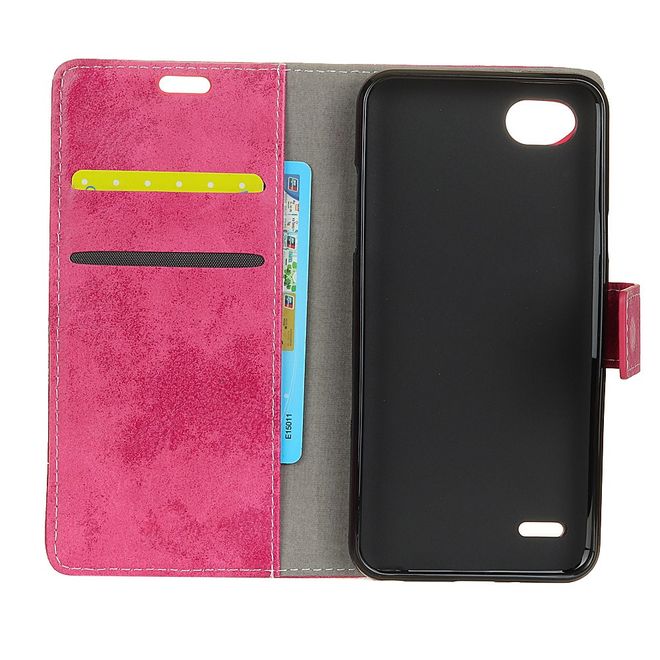 LG Q6 / Q6 Plus Handy Hülle - Cover aus Leder - Vintage Look - rosa