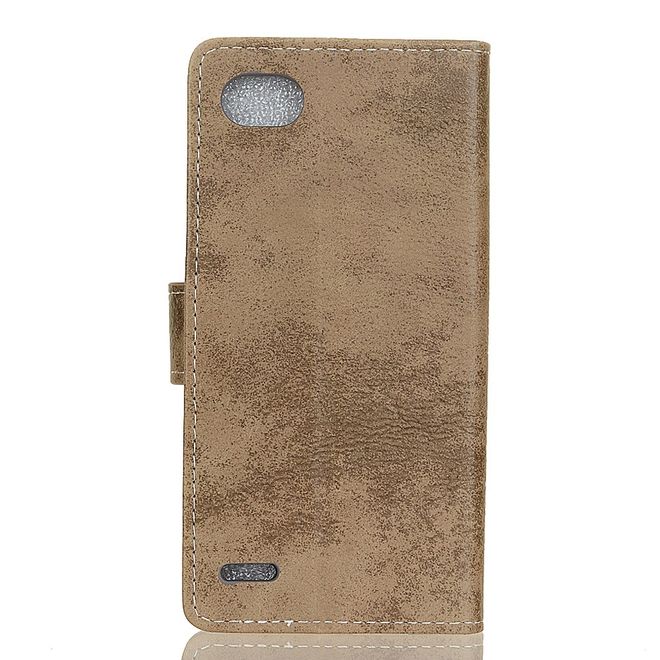 LG Q6 / Q6 Plus Handy Hülle - Cover aus Leder - Vintage Look - khakifarben