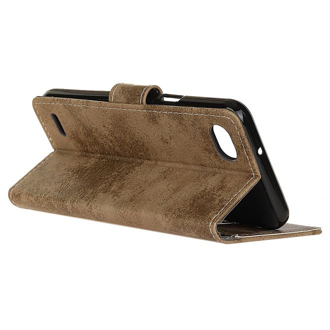 LG Q6 / Q6 Plus Handy Hülle - Cover aus Leder - Vintage Look - khakifarben