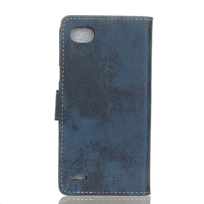 LG Q6 / Q6 Plus Handy Hülle - Cover aus Leder - Vintage Look - blau
