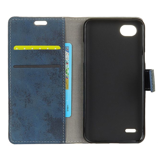 LG Q6 / Q6 Plus Handy Hülle - Cover aus Leder - Vintage Look - blau