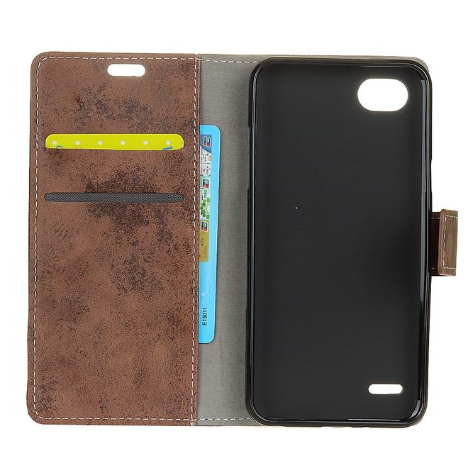LG Q6 / Q6 Plus Handy Hülle - Cover aus Leder - Vintage Look - braun
