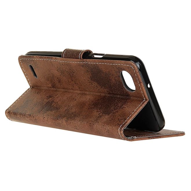 LG Q6 / Q6 Plus Handy Hülle - Cover aus Leder - Vintage Look - braun