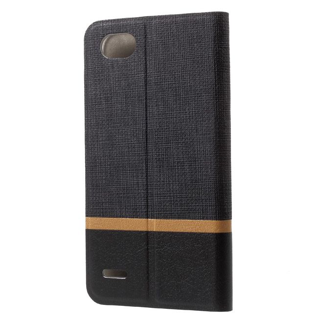 LG Q6 / Q6 Plus Handy Case - Hülle aus Leder - mit eingenähtem Stahlblatt - schwarz