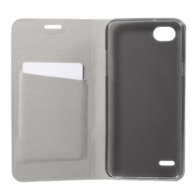 LG Q6 / Q6 Plus Handy Case - Hülle aus Leder - mit eingenähtem Stahlblatt - schwarz