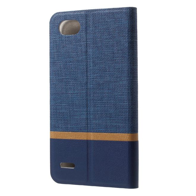 LG Q6 / Q6 Plus Handy Case - Hülle aus Leder - mit eingenähtem Stahlblatt - blau
