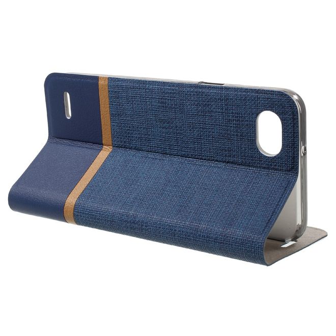 LG Q6 / Q6 Plus Handy Case - Hülle aus Leder - mit eingenähtem Stahlblatt - blau