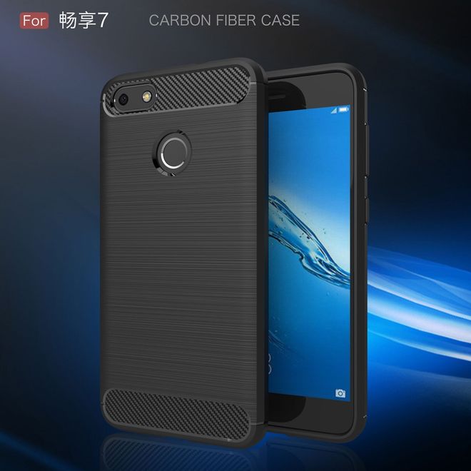 Huawei Y6 Pro (2017) Hülle - TPU Softcase - Carbon Look - schwarz