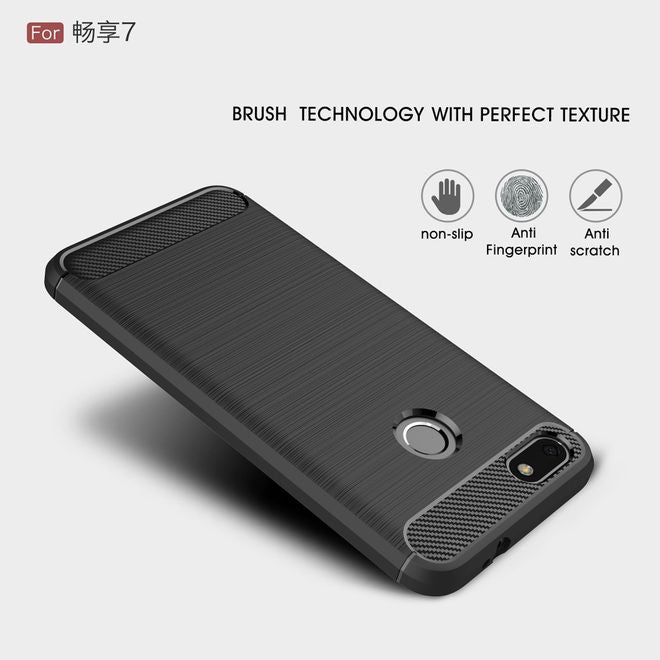 Huawei Y6 Pro (2017) Hülle - TPU Softcase - Carbon Look - schwarz