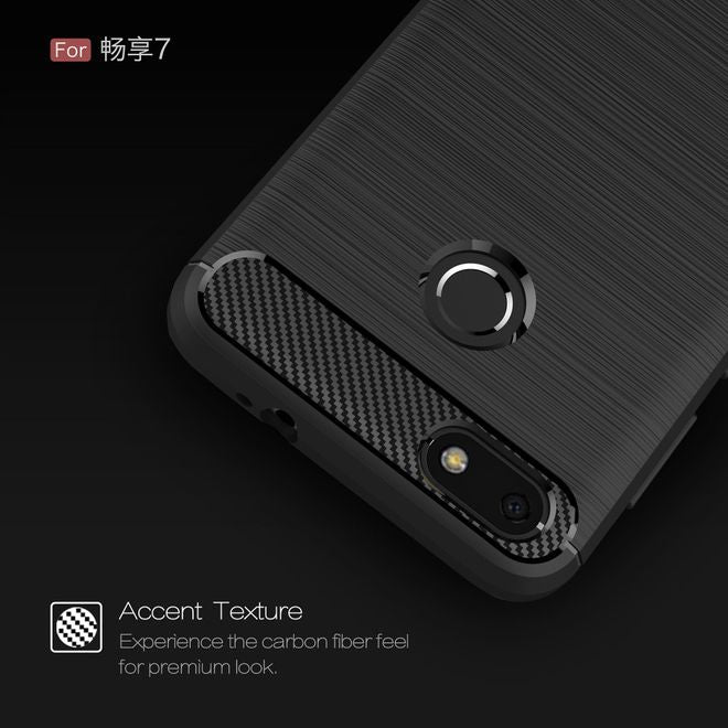 Huawei Y6 Pro (2017) Hülle - TPU Softcase - Carbon Look - schwarz