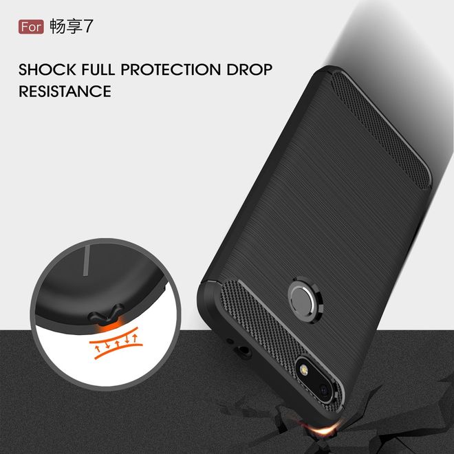 Huawei Y6 Pro (2017) Hülle - TPU Softcase - Carbon Look - schwarz