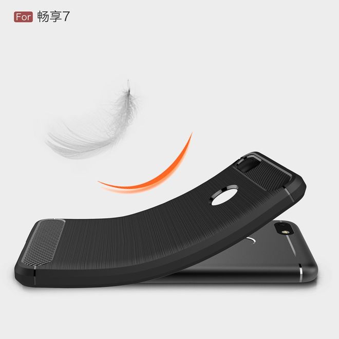 Huawei Y6 Pro (2017) Hülle - TPU Softcase - Carbon Look - schwarz