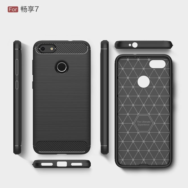 Huawei Y6 Pro (2017) Hülle - TPU Softcase - Carbon Look - schwarz