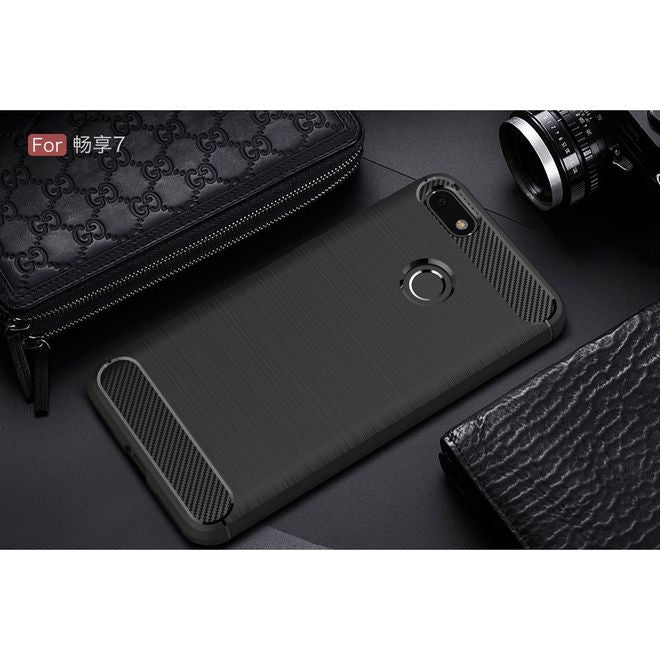 Huawei Y6 Pro (2017) Hülle - TPU Softcase - Carbon Look - schwarz