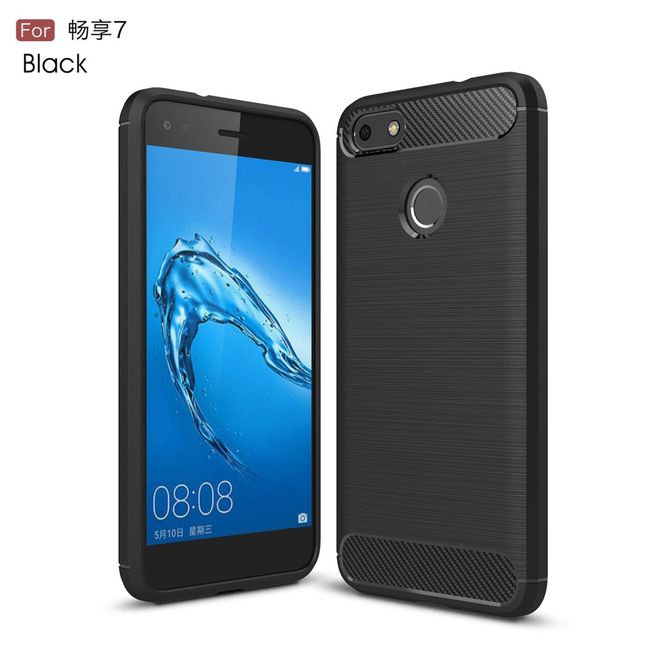 Huawei Y6 Pro (2017) Hülle - TPU Softcase - Carbon Look - schwarz