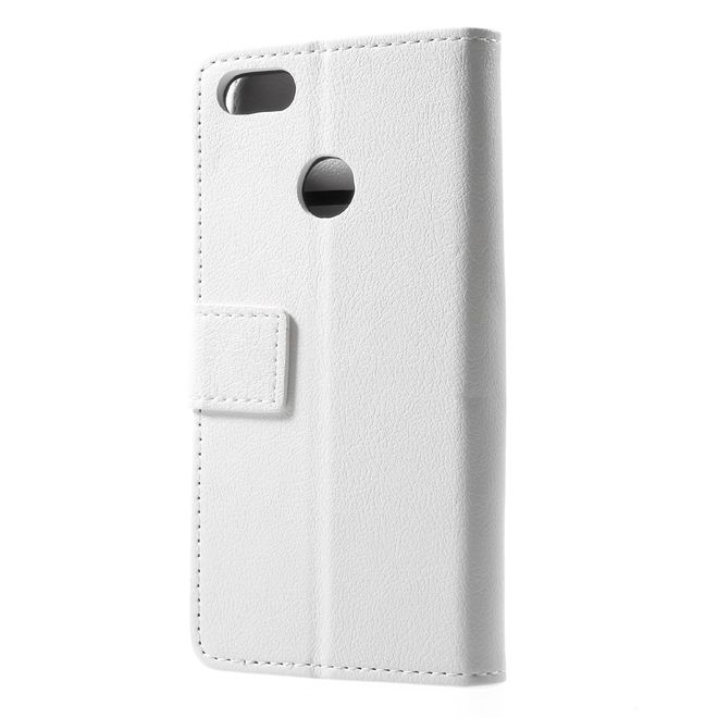 Huawei Y6 Pro (2017) Handy Hülle - Cover aus Leder - mit Standfunktion - weiss