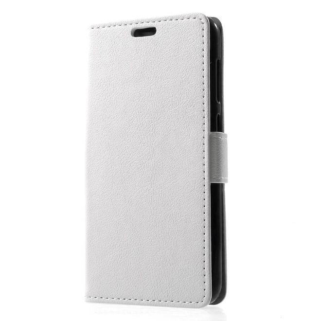 Huawei Y6 Pro (2017) Handy Hülle - Cover aus Leder - mit Standfunktion - weiss