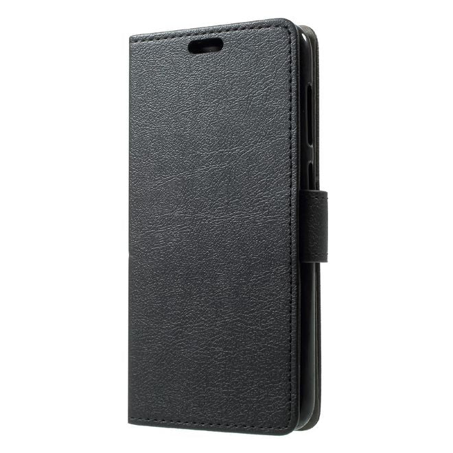 Huawei Y6 Pro (2017) Handy Hülle - Cover aus Leder - mit Standfunktion - schwarz