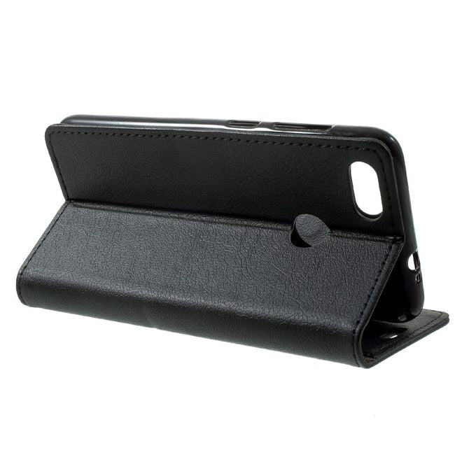 Huawei Y6 Pro (2017) Handy Hülle - Cover aus Leder - mit Standfunktion - schwarz