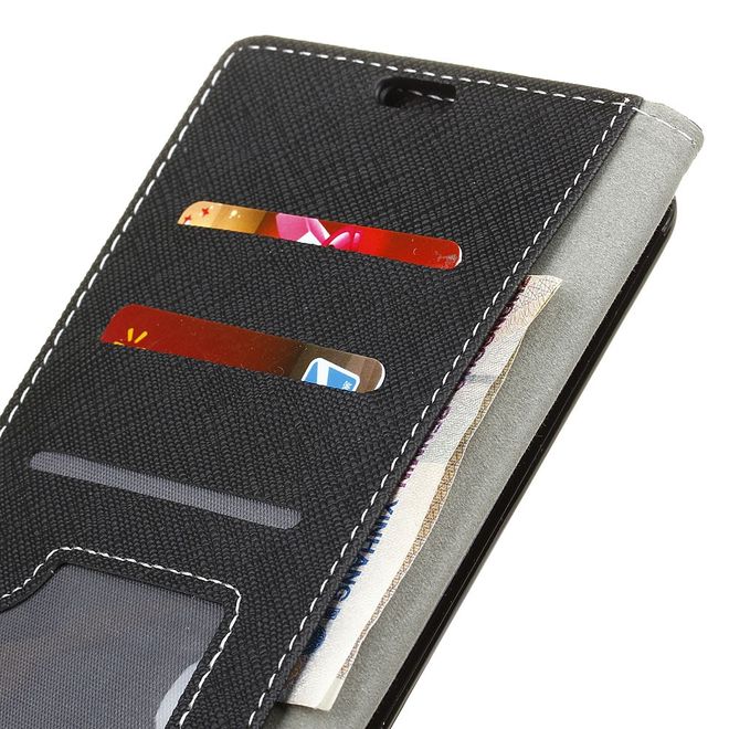 Huawei Y5 (2017) / Y6 (2017) Hülle - Case aus Leder - mit Kreuzmuster - schwarz