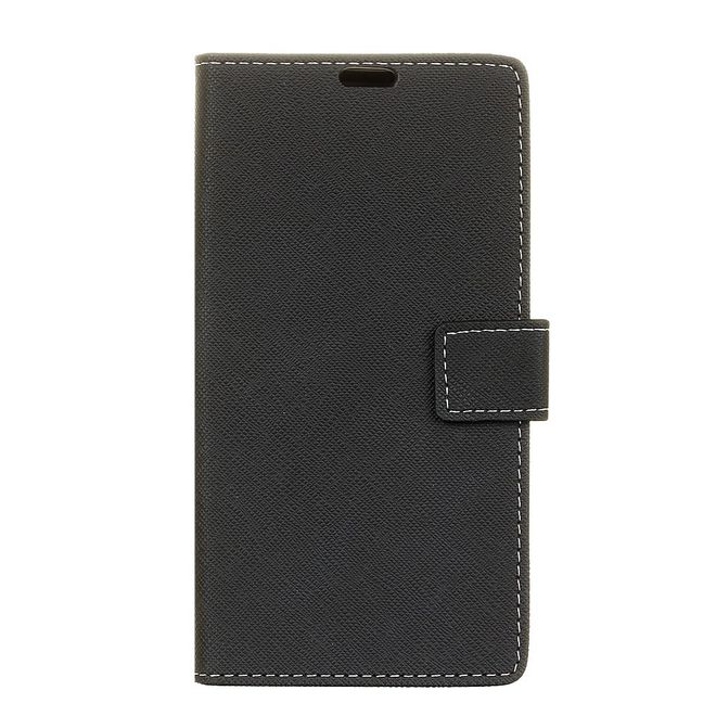 Huawei Y5 (2017) / Y6 (2017) Hülle - Case aus Leder - mit Kreuzmuster - schwarz