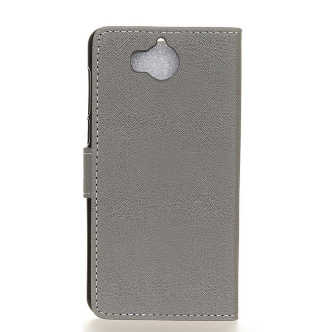 Huawei Y5 (2017) / Y6 (2017) Hülle - Case aus Leder - mit Kreuzmuster - grau