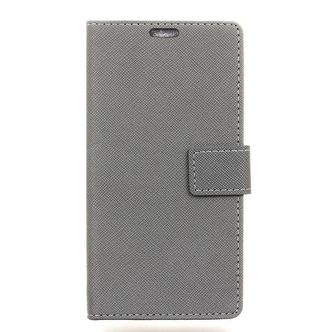 Huawei Y5 (2017) / Y6 (2017) Hülle - Case aus Leder - mit Kreuzmuster - grau