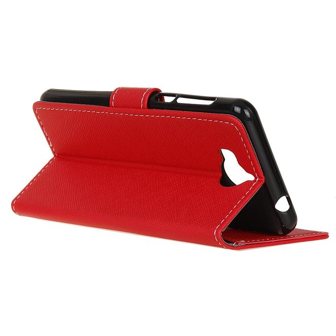 Huawei Y5 (2017) / Y6 (2017) Hülle - Case aus Leder - mit Kreuzmuster - rot