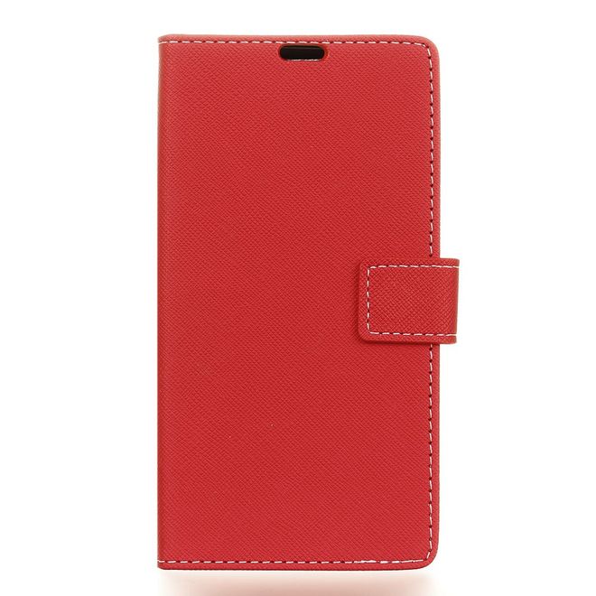 Huawei Y5 (2017) / Y6 (2017) Hülle - Case aus Leder - mit Kreuzmuster - rot