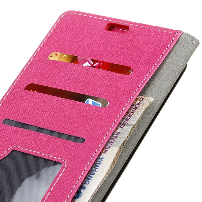Huawei Y5 (2017) / Y6 (2017) Hülle - Case aus Leder - mit Kreuzmuster - rosa