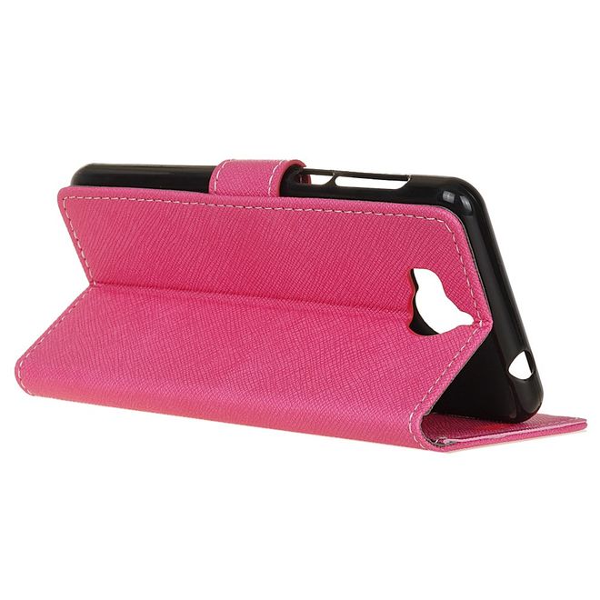 Huawei Y5 (2017) / Y6 (2017) Hülle - Case aus Leder - mit Kreuzmuster - rosa