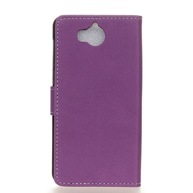Huawei Y5 (2017) / Y6 (2017) Hülle - Case aus Leder - mit Kreuzmuster - purpur
