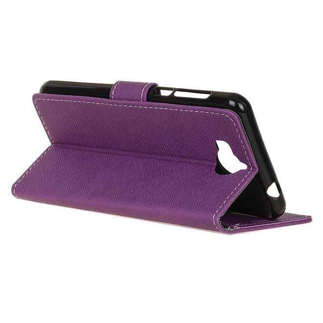 Huawei Y5 (2017) / Y6 (2017) Hülle - Case aus Leder - mit Kreuzmuster - purpur