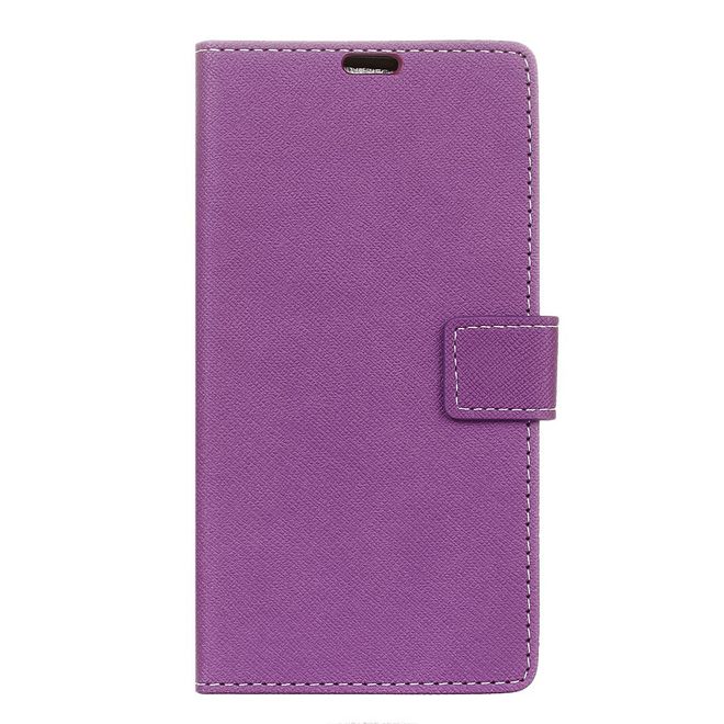 Huawei Y5 (2017) / Y6 (2017) Hülle - Case aus Leder - mit Kreuzmuster - purpur