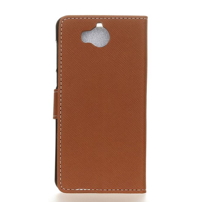 Huawei Y5 (2017) / Y6 (2017) Hülle - Case aus Leder - mit Kreuzmuster - braun