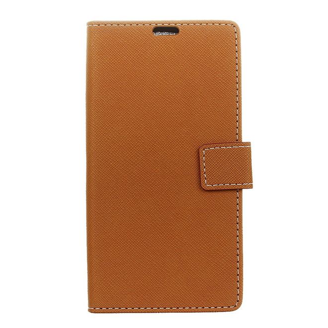 Huawei Y5 (2017) / Y6 (2017) Hülle - Case aus Leder - mit Kreuzmuster - braun