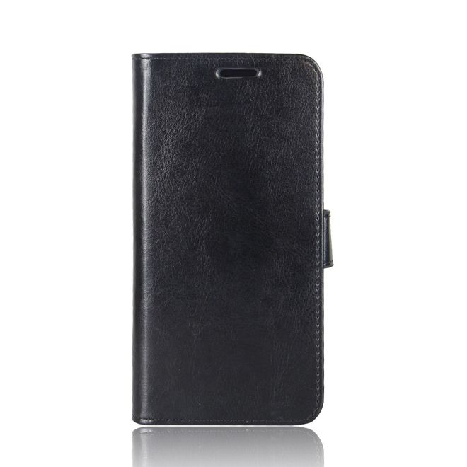 Huawei Y6 Pro (2017) Handy Case - Crazy Horse Leder Hülle - mit Standfunktion - schwarz