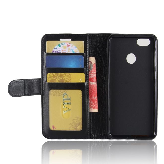 Huawei Y6 Pro (2017) Handy Case - Crazy Horse Leder Hülle - mit Standfunktion - schwarz