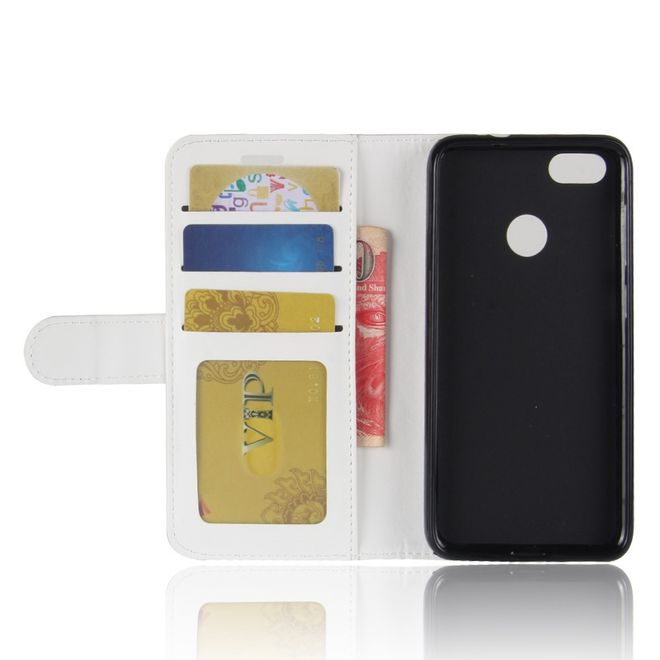 Huawei Y6 Pro (2017) Handy Case - Crazy Horse Leder Hülle - mit Standfunktion - weiss