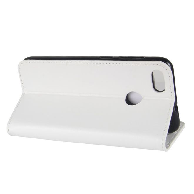 Huawei Y6 Pro (2017) Handy Case - Crazy Horse Leder Hülle - mit Standfunktion - weiss